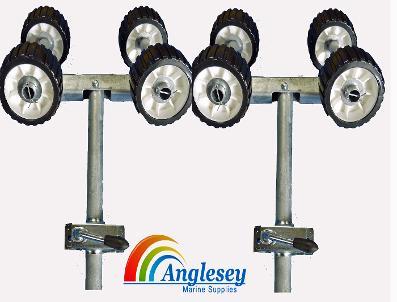 boat trailer rollers on pole and clamps pair
