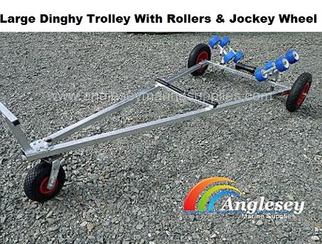 dinghy launching trolley large with jockey wheel