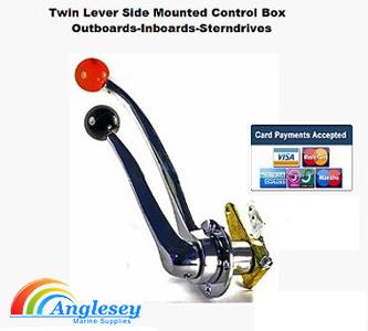 outboard engine control box twin lever stainless steel